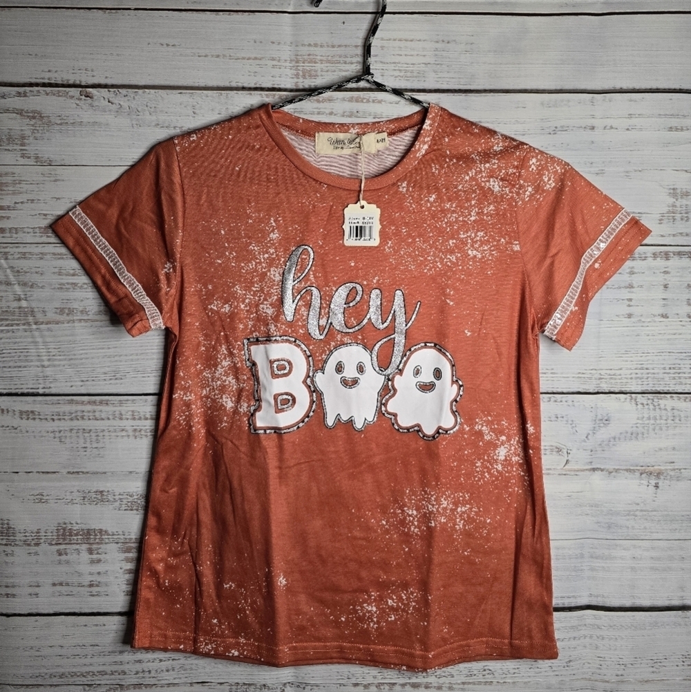 Hey Boo Kids Halloween‎ T-Shirt - Orange In Shortsleeve